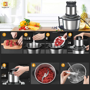 Picadora de Carne Multifuncional para el Hogar, 4L, Cuerpo de Acero Inoxidable, Trituradora de Ajo y Pimienta, Máquina de Cocina de 4L, Acero Inoxidable - Product Image 5