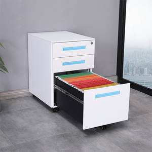 <span class=keywords><strong>Archiveros</strong></span> Gabinete de metal de 3 cajones A4/FC Almacenamiento de archivos Pedestal móvil con 5 ruedas y cerradura - Product Image 5