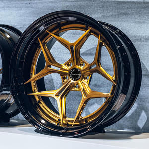 صحن عميق طلاء ذهبي قطعتان <span class=keywords><strong>3</strong></span> قطع 5X112 5x15-24 بوصة سبائك الألومنيوم الكروم مزورة لعجلة BMW porsche - Product Image 2