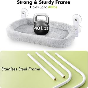 Percha de ventana de gato inalámbrica, marco de Metal sólido, 4 ventosas fuertes, hamaca plegable para gatos de interior, pared, dos camas reemplazables para mascotas - Product Image 6