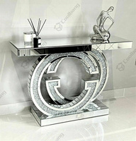 Table console moderne de style français élégante et bon marché avec miroir et diamants concassés