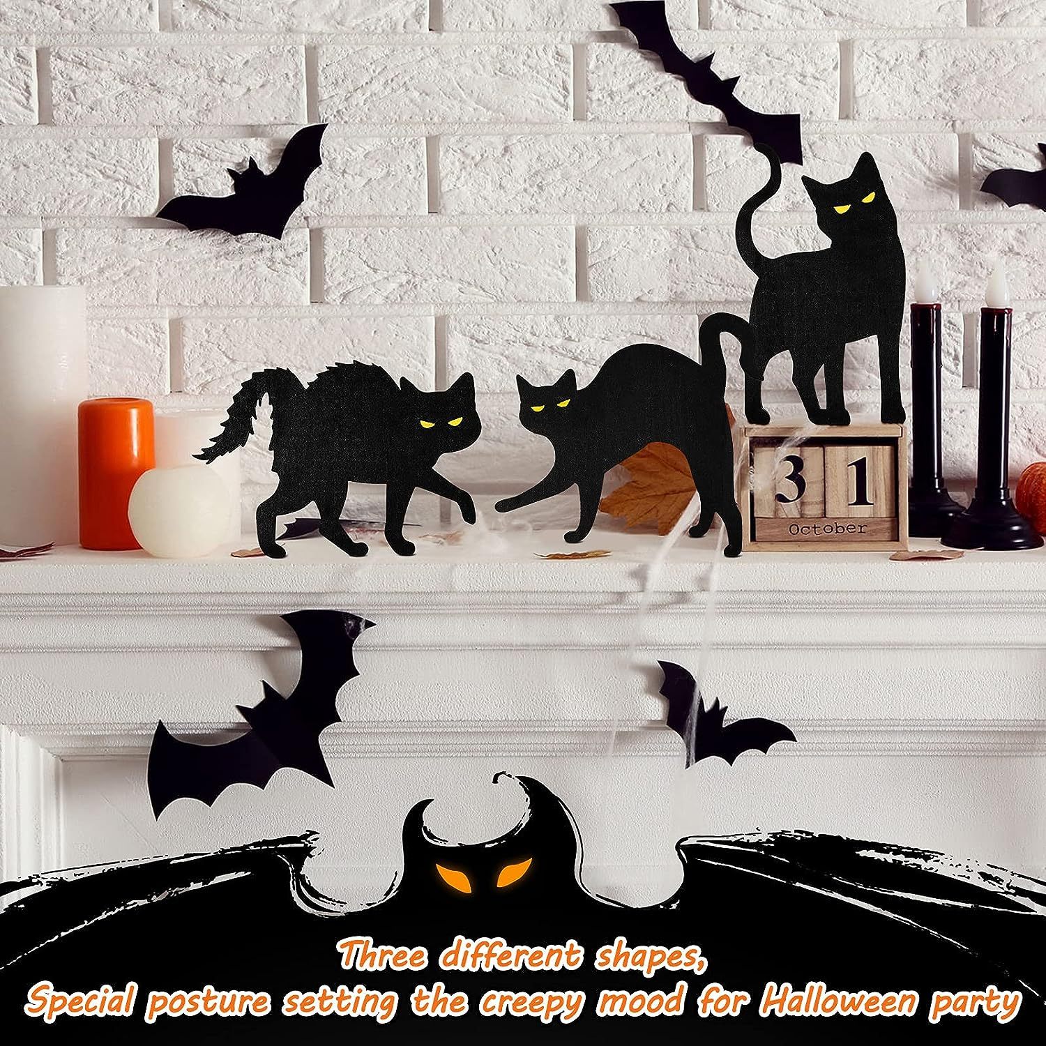Dessus De Porte Halloween Chat Noir En Métal - Décoration Porte Et Fenêtre Exquise Pour Ambiance Mystérieuse