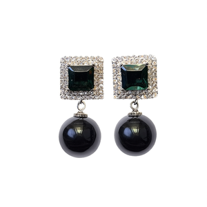 ต่างหูแบบห้อยสุดหรูสำหรับผู้หญิงต่างหูแบบ E2920สีเขียวดำคริสตัลรูปทรงเรขาคณิตเครื่องประดับสำหรับงานเลี้ยง - Product Image 1