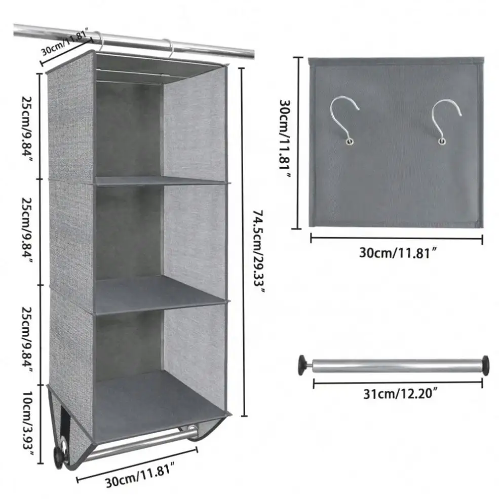 3 Lagen Opvouwbare Sleufjes Opbergmanden Kleding Organizer Opknoping Kast Organizer Met Haak