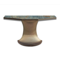 Design moderne de luxe pour hôtel, salon, villa, couloir, table d'appoint longue et étroite en pierre, table console en acier inoxydable doré et marbre