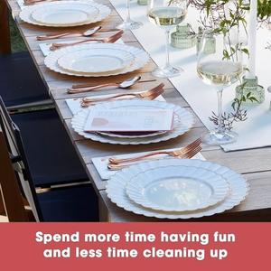 Assiettes en plastique jetables avec bord doré, motif floral, couleurs personnalisées, écologiques, pour fête, <span class=keywords><strong>mariage</strong></span>, service de table - Product Image 5