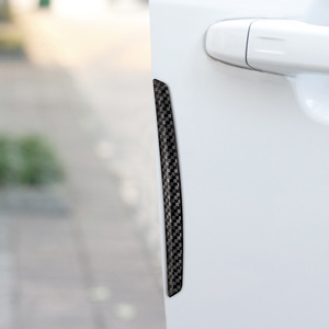Tira anticolisión para puerta de coche y espejo retrovisor, textura de fibra de carbono, cinta de PVC de 3m, ajuste universal, negro mate - Product Image 4