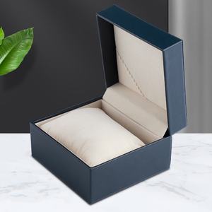 Boîte à montre carrée en similicuir anti-poussière avec logo personnalisé, faible MOQ, haut de gamme, bleue, pour collection de montres, emballage cadeau pour bijoux - Product Image 2