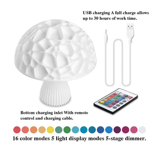 Lampada Notturna a Fungo Lonvis Moderna con LED a 16 Colori Cangianti, USB, Stampa 3D in PLA, Decorazione Fai-da-Te per Camera, Sensore di Generazione di Energia <span class=keywords><strong>Rem</strong></span> - Product Image 6