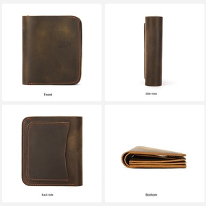 Vintage Fashion Genuine Leather Cowhide Lining Light Weight Zipper Coin Purse Men's Dollar Bill Wallet High-End - Product Image 6