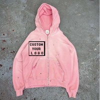 Vente en gros de sweats à capuche surdimensionnés à fermeture éclair, personnalisables avec logo, de haute qualité, style vintage, délavé, effet usé, effiloché, streetwear rétro