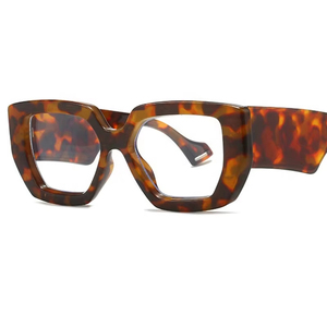 Monture de Lunettes Polygonale Carrée sur Mesure de Marque de Luxe pour Femmes, Anti-Lumière Bleue Transparente, Montures de Lunettes Optiques Léopard Colorées pour Hommes - Product Image 5