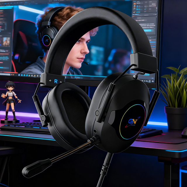 G08 Wired USB Dynamic Over-ear E-Sports Gaming Headset 7.1 Channel ENC Noise Reduction AAC RGB Microphone Low Latency