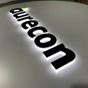 Panneau d'affichage à lame avant pour magasin personnalisé Panneau lumineux rond lumineux en acrylique avec lettres en relief - Product Image 2