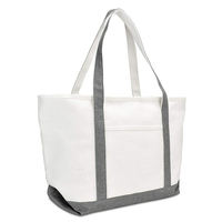 Sacs fourre-tout en toile de coton renforcée avec fermeture éclair, spacieux, bicolores, personnalisables pour les courses et le bureau (vente en gros)