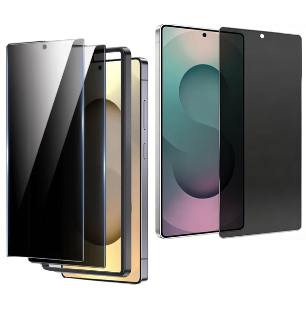 9H Tempered Glass Screen Protector, Fingerprint Unlock Anti-Spy Privacy Film for Samsung Galaxy S24 S25 S26 Plus Ultra
