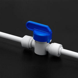 Robinet à bille droit égal à connexion rapide 1/4 pouce, raccords de coupure à pousser pour système de purification d'eau RO/DI - Product Image 5