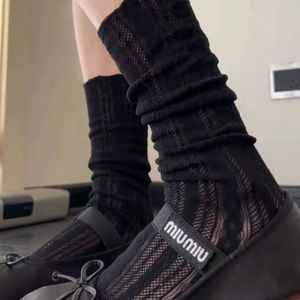 Japanese Style Mid-Calf Slouch <b>Socks</b> For Women White Breathable Cotton Anti-Slip Summer Hollow-Out Fashionable Preppy <b>Socks</b> - Product Image 4