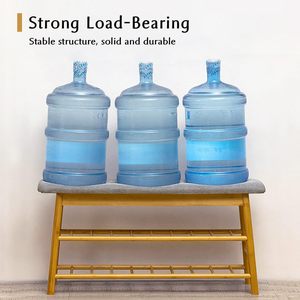 Banc de rangement pour <span class=keywords><strong>chaussures</strong></span> en bambou avec siège rembourré et compartiment de rangement - Product Image 3