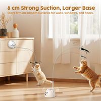 NOUVEAU Jouet pour animaux de compagnie interactif automatique à main en plastique avec ventouse puissante, jouet à plumes pour chat, jouet pour chat écologique à plumes