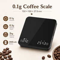   Balance à café avec minuteur, précision 0,1 g, 2 kg, balance numérique rechargeable pour expresso