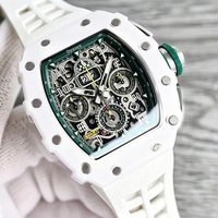 Luxuriöse, hochwertige Herren-Automatikuhr mit Tonneau-Gehäuse, weißer Keramik und sportlichem Chronographen-Design – unterstützt Großbestellungen