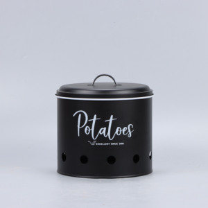 Ensemble de pots de rangement pour la cuisine, pommes de terre, oignons, ail, pot de rangement noir métallique avec couvercle - Product Image 6