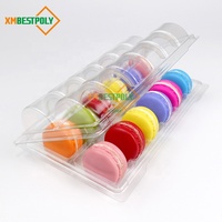 Boîte en plastique pour macarons à 12 trous, emballage en blister transparent en PET, conteneur à clapet, plateau de présentation pour biscuits et desserts