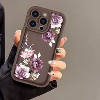 Coques de Téléphone Antichoc Luxe Fleurs pour iPhone 17 Air 16 15 Plus Pro Max 14 13 12 11 X – Housse de Protection Arrière Personnalisable avec Logo