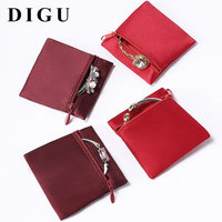 Nouvelle pochette de rangement pour bijoux en brocart rouge rectangulaire Digu avec fermeture à glissière, petite taille portable, origine Chine, personnalisable