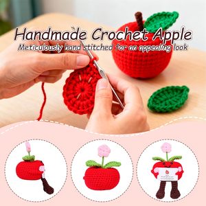 Crochet Pomme Positive avec carte – Cadeaux d'appréciation en crochet adorables pour les enseignants, les amis, la maison, le bureau, la table, les fêtes et la décoration. - Product Image 3