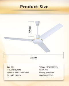Super Africa Orient Focus 36 pouces 48 "900mm 120cm Ventilateur de plafond à lame courte Mini ventilateur décoratif avec 3 <span class=keywords><strong>lames</strong></span> en métal - Product Image 4