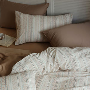 Ensemble de housse de <span class=keywords><strong>couette</strong></span> de luxe 100% coton, literie avec couleur unie, respirante et douce pour la peau, ensemble de literie jacquard - Product Image 2