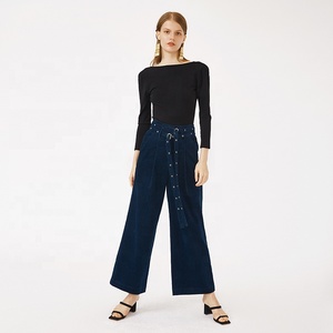 <span class=keywords><strong>Pantaloni</strong></span> invernali <span class=keywords><strong>donna</strong></span> a gamba larga <span class=keywords><strong>bordeaux</strong></span> <span class=keywords><strong>pantaloni</strong></span> larghi in velluto a coste con doppia cintura - Product Image 2