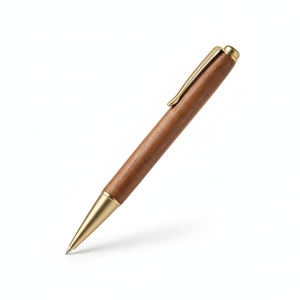 Stylo bille en bois de noyer avec grip en laiton brossé, action rotative, logo personnalisé, cadeau d'entreprise écologique - Product Image 4