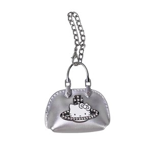 Cute Saturn Cat <b>Leather</b> Mini Chain Bag Charm <b>Keychain</b> with Silk Screen Printing High-end Style Women's Bag Hanger Wholesale - Product Image 1