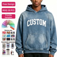 Sudadera con Capucha para Hombre, Personalizada, 420 g/m², 100% Algodón Lavado, Estilo Desgastado, Impresión DTG y Bordado