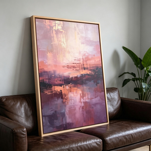 Dipinto Pastello Morbido Tramonto Sognante, Arte Astratta Fatta a Mano per Decorazione <span class=keywords><strong>Camera</strong></span> da Letto Moderna per Ragazze - Product Image 1