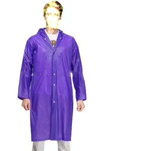 Purple Logo Printed PVC Plastic Raincoat