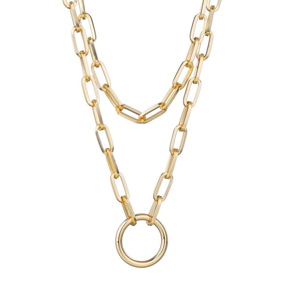 Circle Gothic Chain Necklace Double Layer Choker Collar Goth Heart Pendant Necklace Women Gothic Emo Kawaii Witch Rave Jewelry