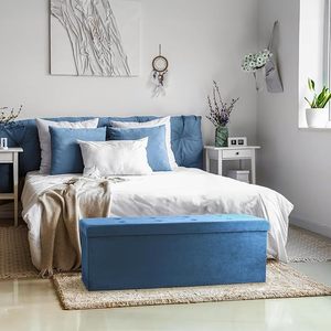109*38*38cm Faux Suede <strong>Large</strong> Foldable Portable Homeuse Livingroom Furniture Inner Divider <strong>Pouffe</strong> Storage Stool Bench Ottoman - Product Image 4