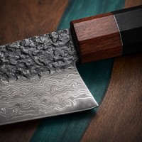 Nouveauté - Couteau de cuisine professionnel Kiritsuke à manche octogonal en bois à motif ondulé, 8 pouces, forgé en acier japonais VG10