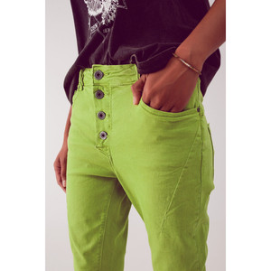 Jeans Ajustados con Botones a la Vista en Verde - Product Image 3