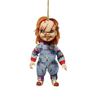 Halloween-Schlüsselanhänger Chucky-Puppe Kinderspiel Schlüsselanhänger PVC-Spielzeug für Party Kinderliebe Geschenke Horror Chucky-Schlüsselanhänger