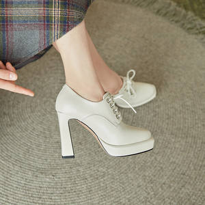 Cialisa-zapatos de tacón alto de piel auténtica <span class=keywords><strong>para</strong></span> mujer, calzado Formal de oficina, con plataforma, color blanco, <span class=keywords><strong>2022</strong></span> - Product Image 2