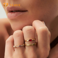 VLOVE Bijoux en or personnalisés Bague sur mesure en forme de marquise horizontale 14K Bague en pierres précieuses naturelles Bagues de mariage pour couples