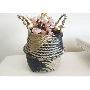 Cesta de flores tejida de hierba portátil hecha a mano y meticulosamente elaborada a bajo precio para decoración de interiores, flores y almacenamiento - Product Image 1