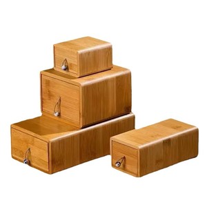 Boîte de rangement en bois de bambou couleur naturelle, organisateur de bijoux de bureau en bois massif, boîte à tiroirs multifonctionnelle Heze Shandong - Product Image 5