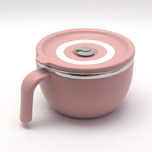 Boîte à lunch isotherme en acier inoxydable scellée avec poignée, ronde rose, double couche, pour étudiants, nouilles instantanées - Product Image 2