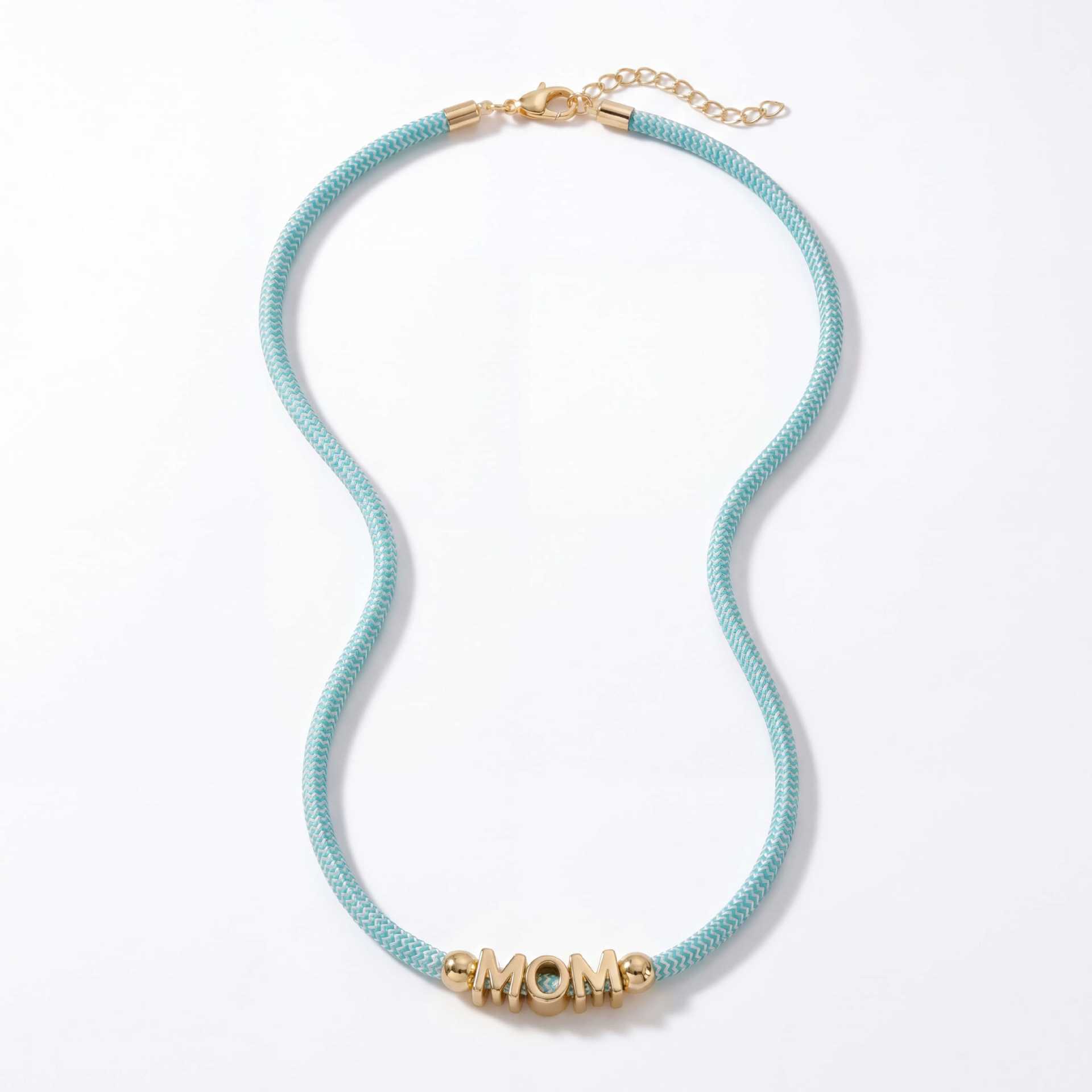Sky blue woven mom necklace